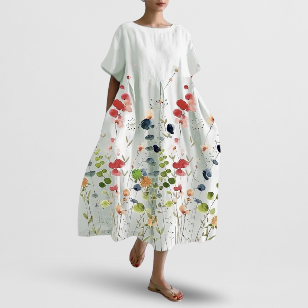Romantisches Damen Sommerkleid Lang Blumen