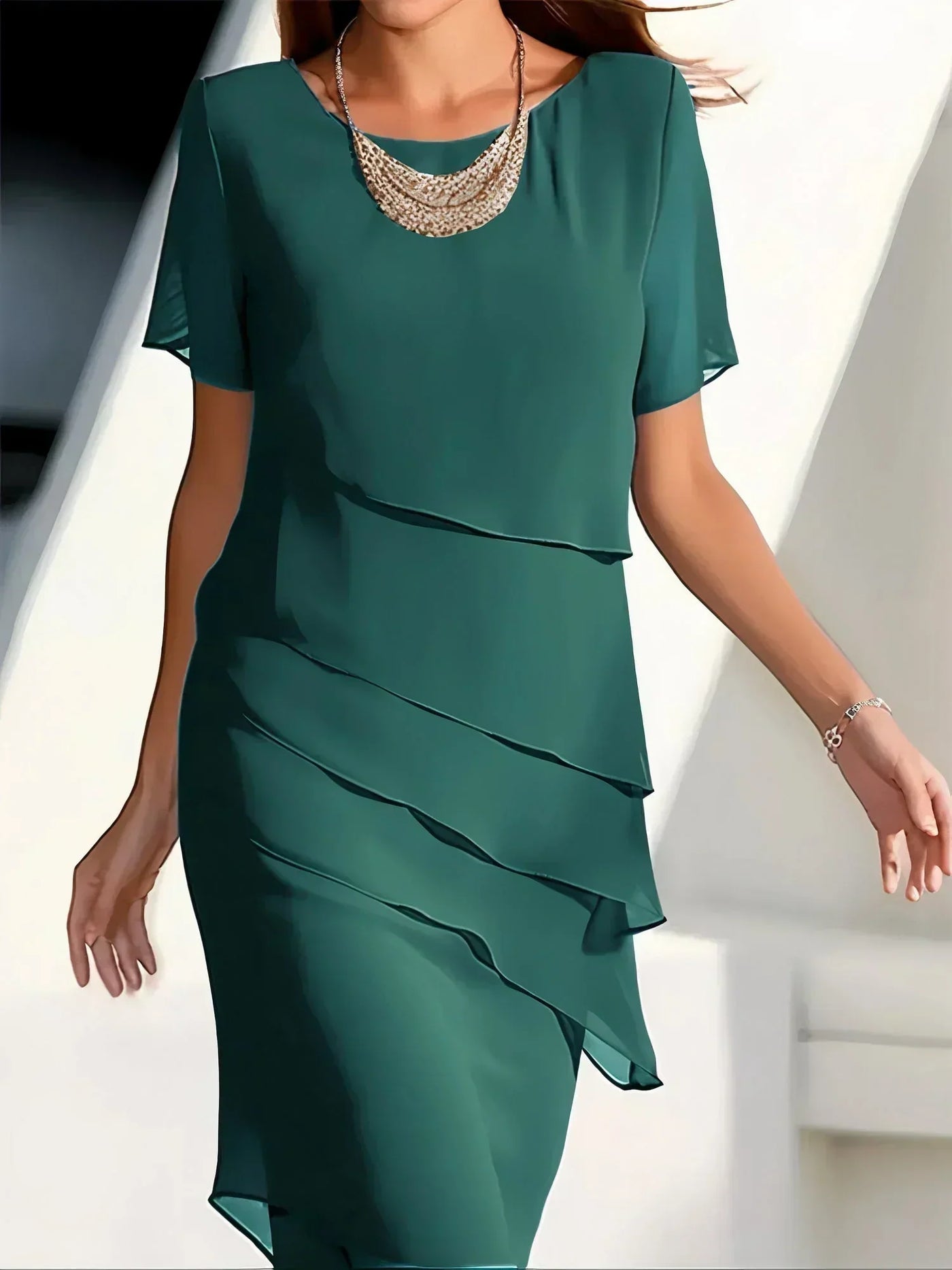 LELA ELEGANTES BAUSCHBEDECKENDES KLEID