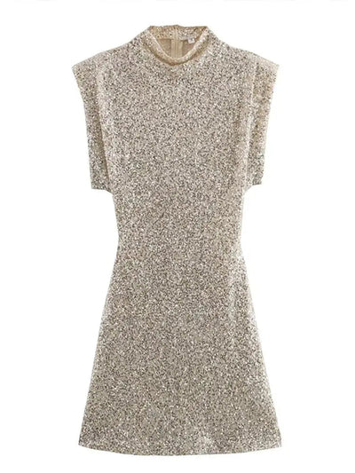 Stefanie | Ärmelloses Glitzer Pailletten Mini Dress