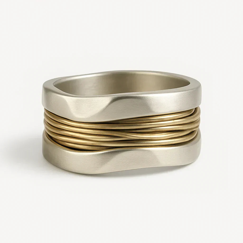 Silberring mit goldenen Fäden