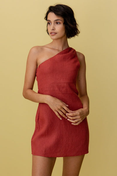 Damen-Minikleid - One-Shoulder - Sommer-Design