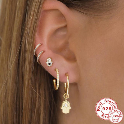 Harriet Hamsa Kleine Ohrstecker -925 Sterling Silber