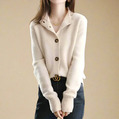 Yara | Vintage-inspirierte Damen-Strickjacke mit Stehkragen