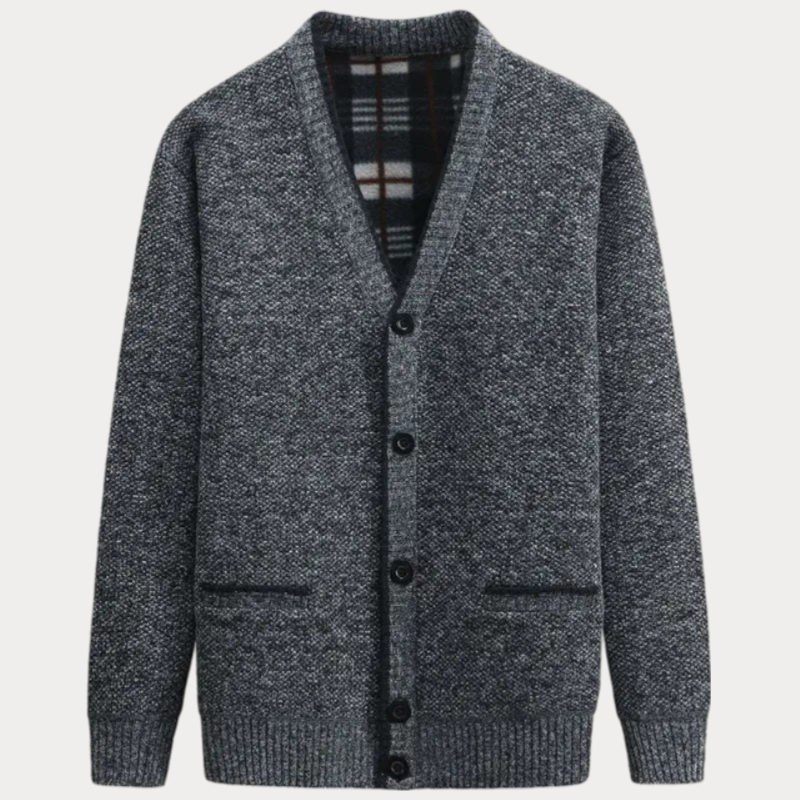 Herren-Strickjacke mit V-Ausschnitt und Fronttaschen