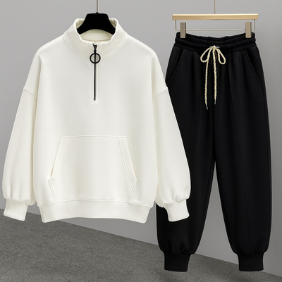 David | Schwarzer Fleece  Freizeitanzug für Herren