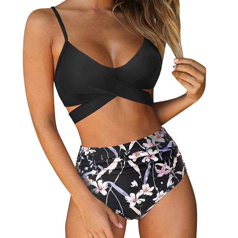 Bella | Hochtaillierter, farbenfroher Damen-Bikini