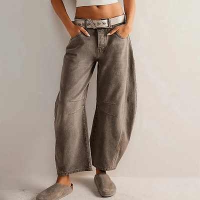 Hoch Taillierte Damenjeans mit Weitem Bein