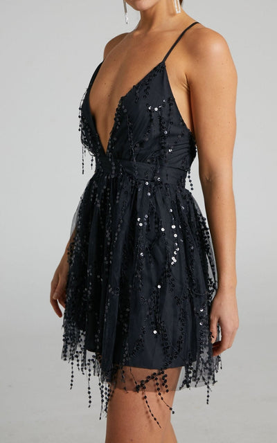 Stylisches Pailletten Minikleid für Damen - Festivalkleid, Abendkleid und elegant