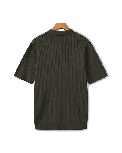 Christian | Herren Kurzarm Fein Rippenstrick Polo-Shirt