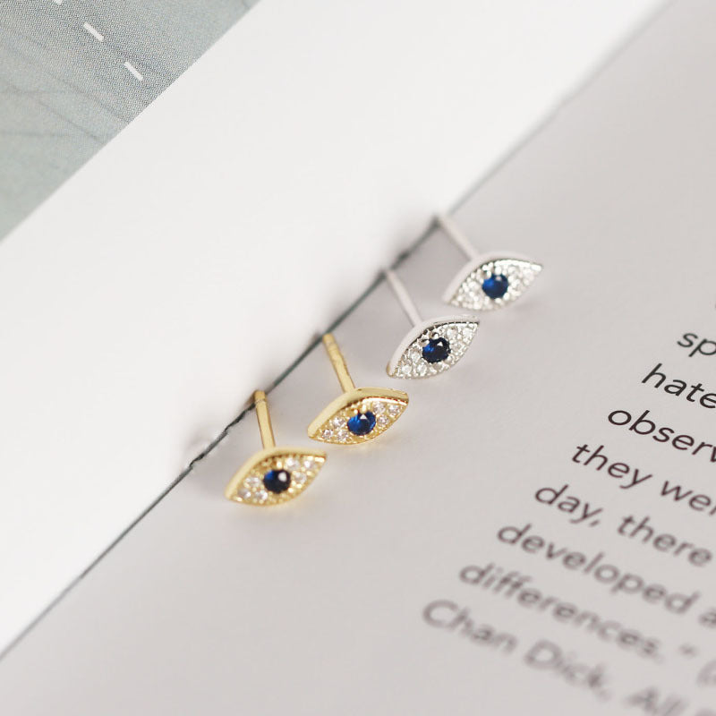 Ivy stud earrings - Evil Eye sterling silver earrings - protection & elegance