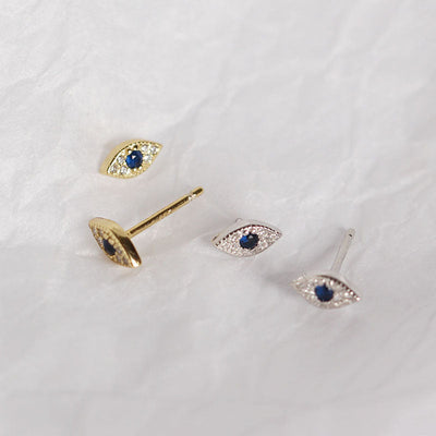 Efeu Ohrstecker - Evil Eye Sterling Silber Ohrringe - Schutz & Eleganz