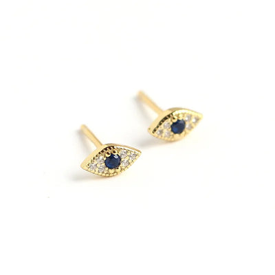 Ivy stud earrings - Evil Eye sterling silver earrings - protection & elegance