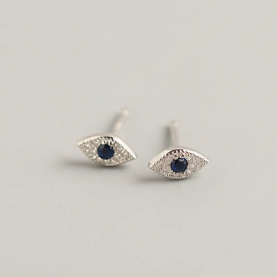 Efeu Ohrstecker - Evil Eye Sterling Silber Ohrringe - Schutz & Eleganz