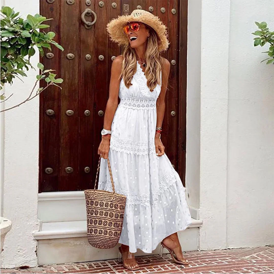Kenra – Boho-Chic-Maxikleid mit Punkten