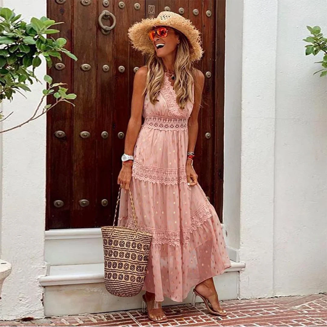 Kenra – Boho-Chic-Maxikleid mit Punkten