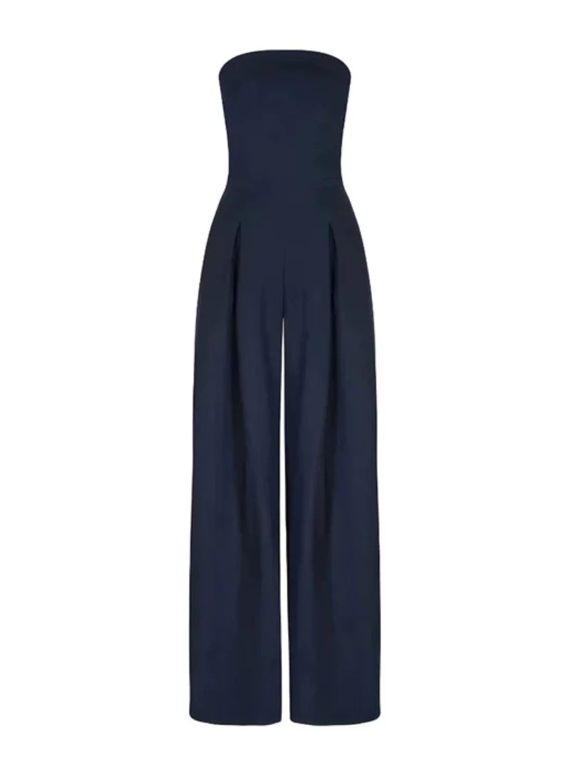 Eleganter trägerloser Damen Jumpsuit in Dunkelblau – Perfekt für Abendveranstaltungen & Partys