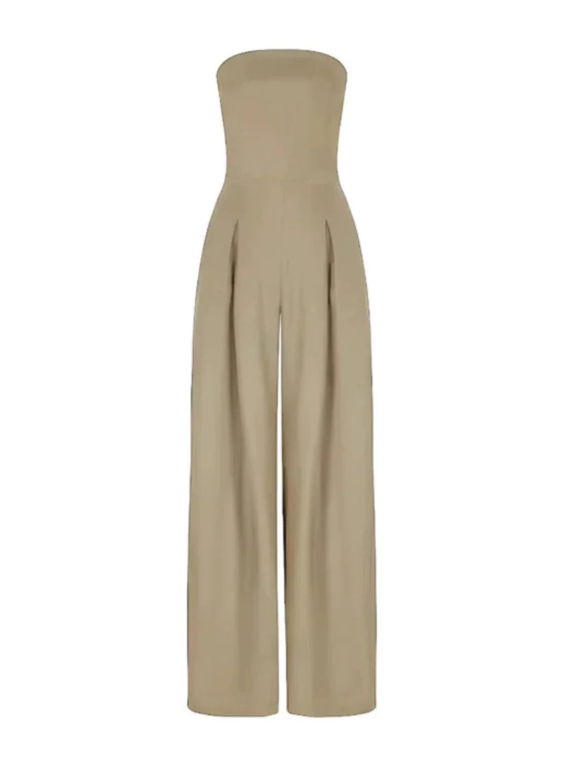 Damen Jumpsuit ohne Träger – Dunkelblau & Elegant mit weitem Bein