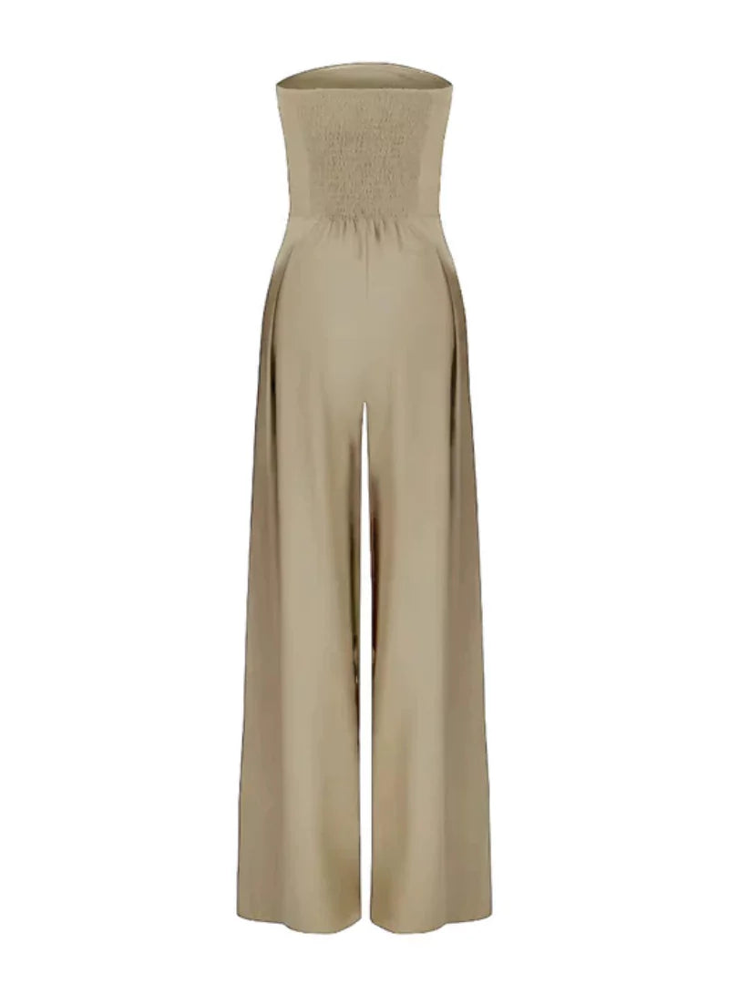 Damen Jumpsuit ohne Träger – Dunkelblau & Elegant mit weitem Bein