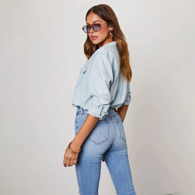 Klassische Damen Jeansbluse