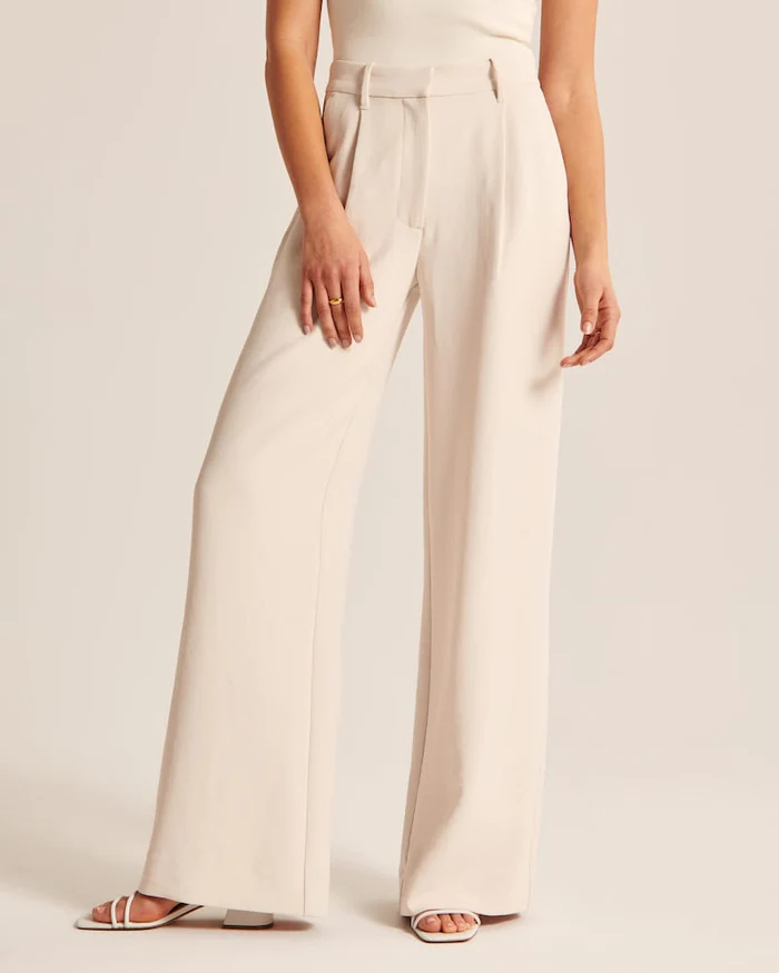 Damenhose mit hoher Taille und elegantem weitem Bein