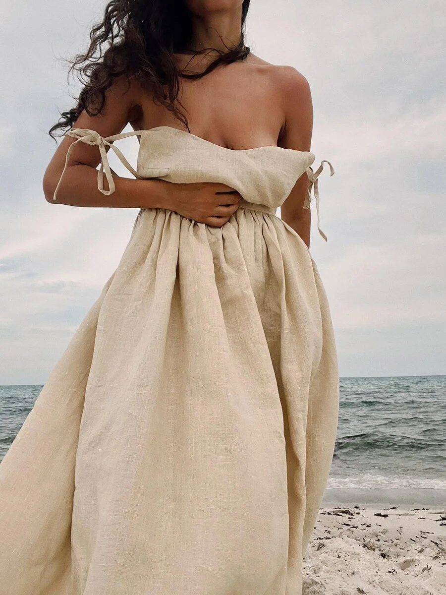 Leinen Boho Maxikleid | Strandkleid, Sommerkleid