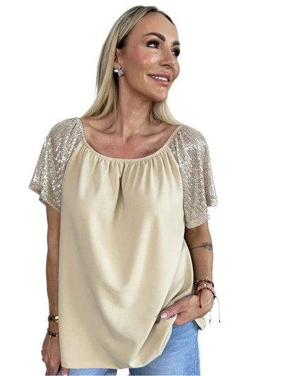 Lianora – Bluse mit Paillettenärmeln