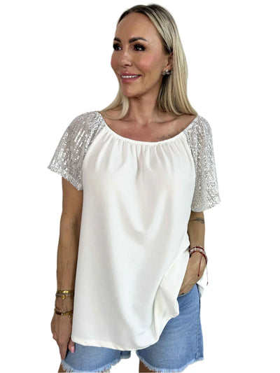 Lianora – Bluse mit Paillettenärmeln