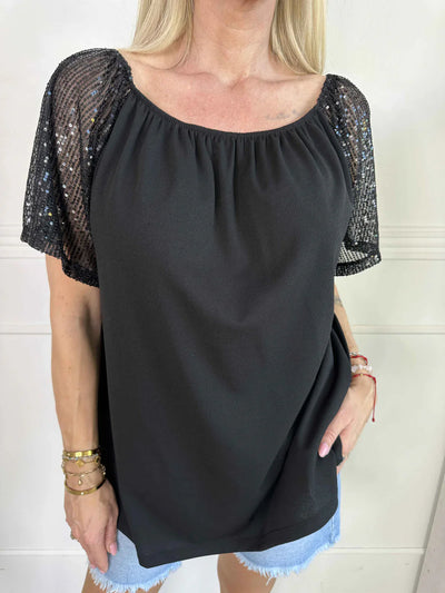 Lianora – Bluse mit Paillettenärmeln