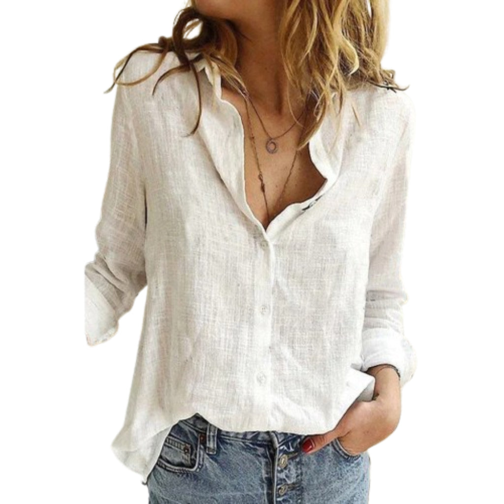 Laura | Elegante bestickte Bluse mit V Ausschnitt