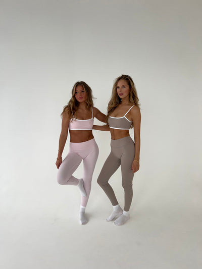Damen-Leggings mit hoher Taille, beige, Stretch, Alltagsmode