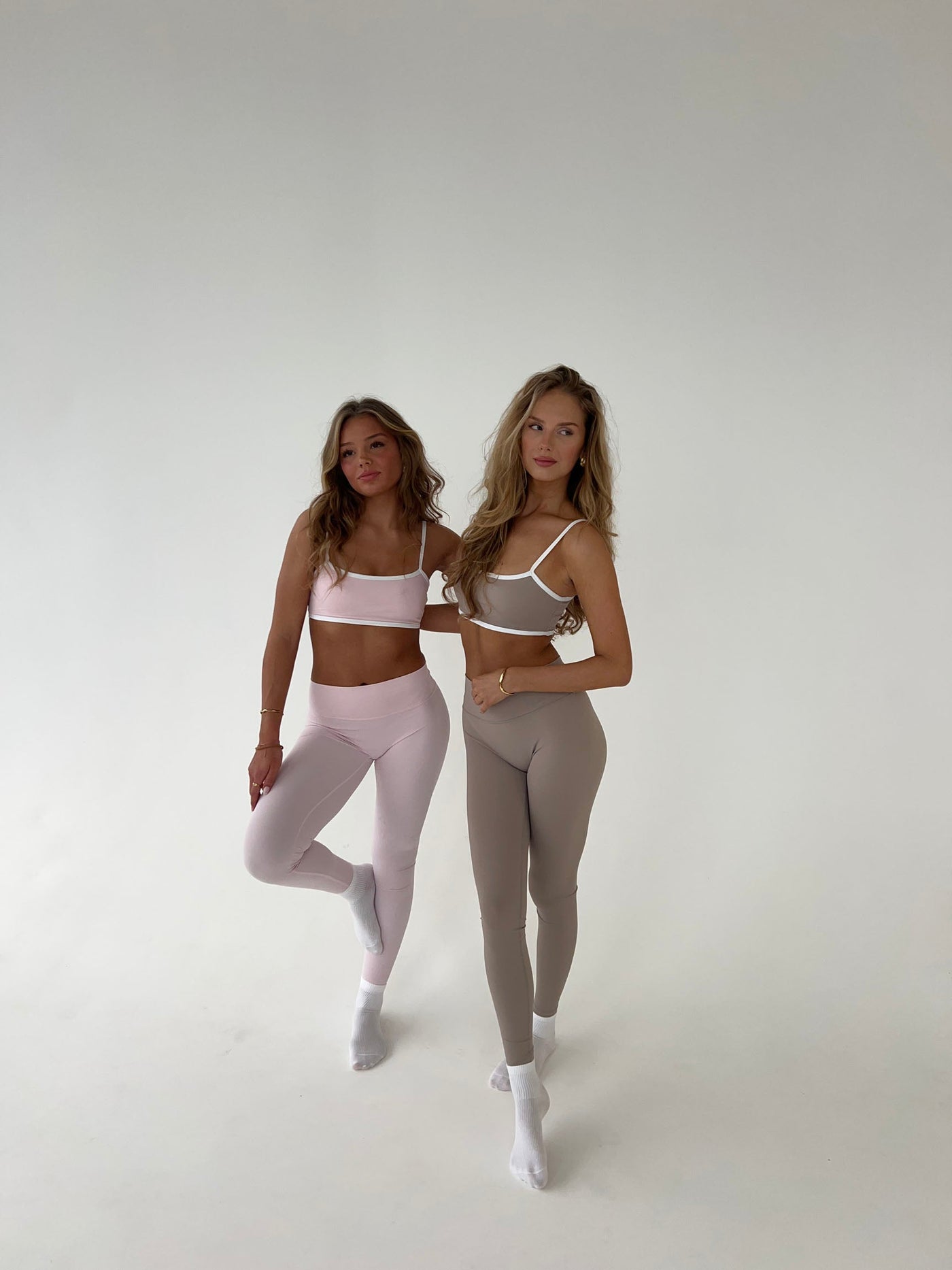 Damen-Leggings mit hoher Taille, beige, Stretch, Alltagsmode