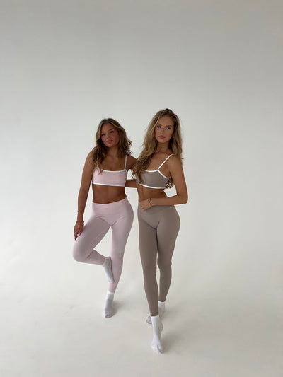Damen-Leggings mit hoher Taille, beige, Stretch, Alltagsmode