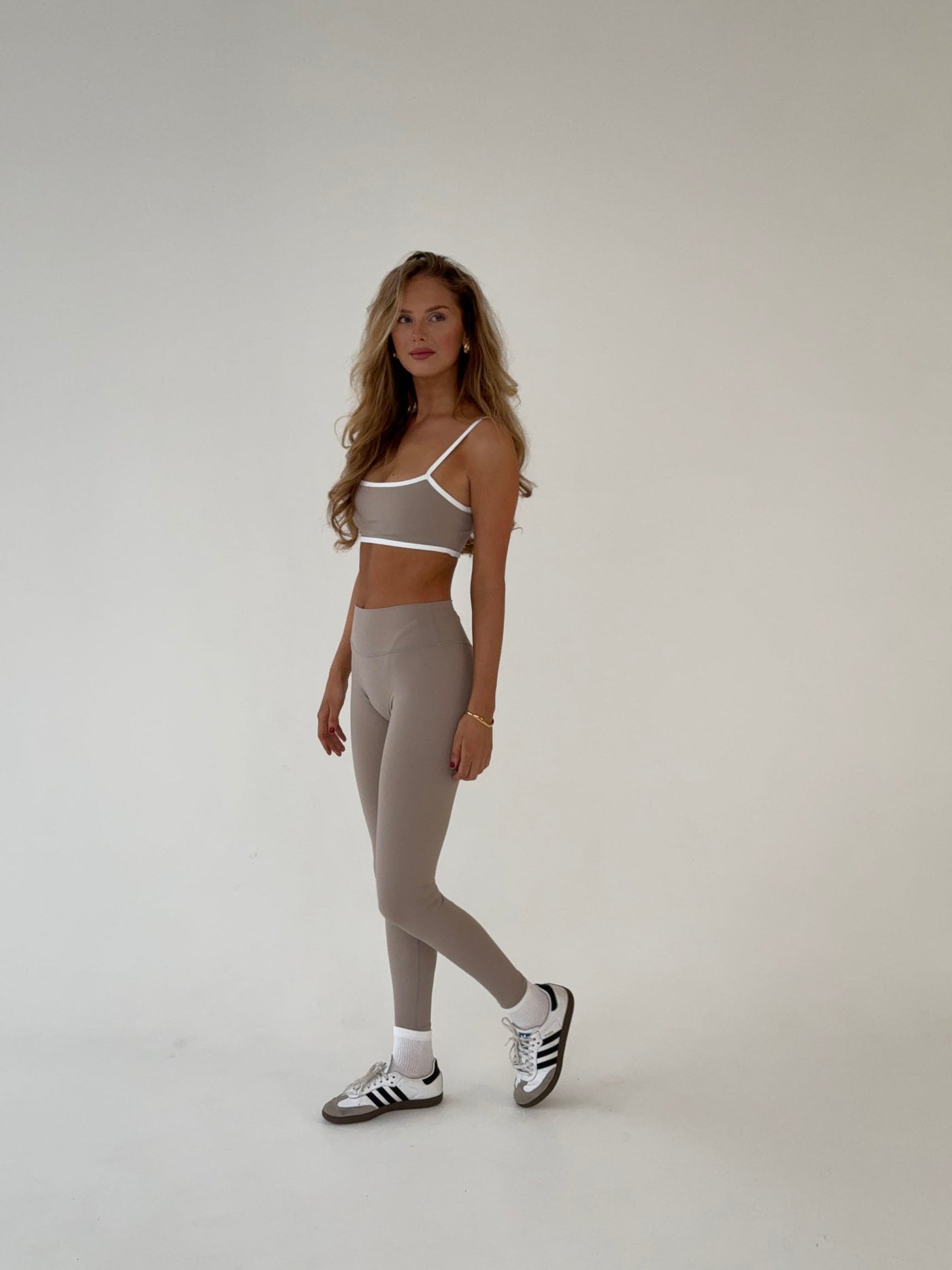 Damen-Leggings mit hoher Taille, beige, Stretch, Alltagsmode