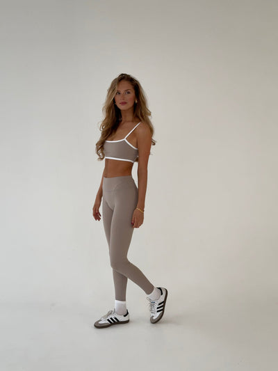 Damen-Leggings mit hoher Taille, beige, Stretch, Alltagsmode