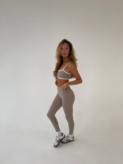 Damen-Leggings mit hoher Taille, beige, Stretch, Alltagsmode