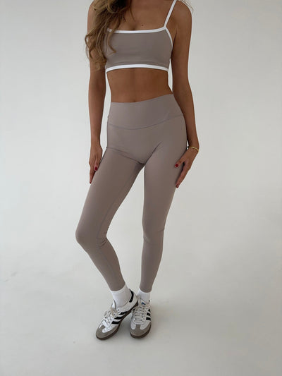 Damen-Leggings mit hoher Taille, beige, Stretch, Alltagsmode
