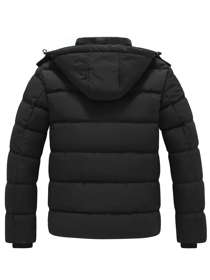 Leon | Warme Pufferjacke Schwarz für Herren Winter