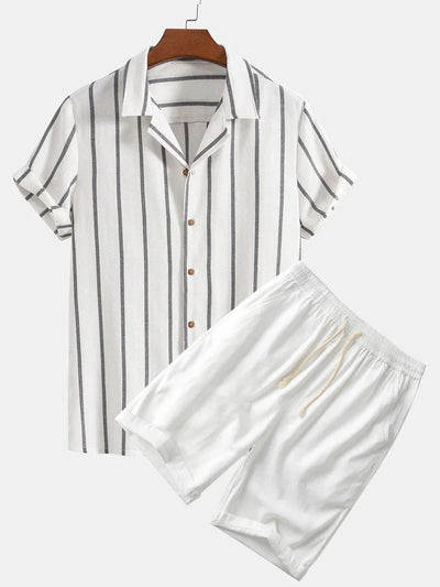 Klassisches Herren Sommer-Set mit Streifen | Hemd & Shorts