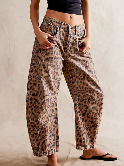 Leoparden Fassjeans für Selbstbewusste Styles