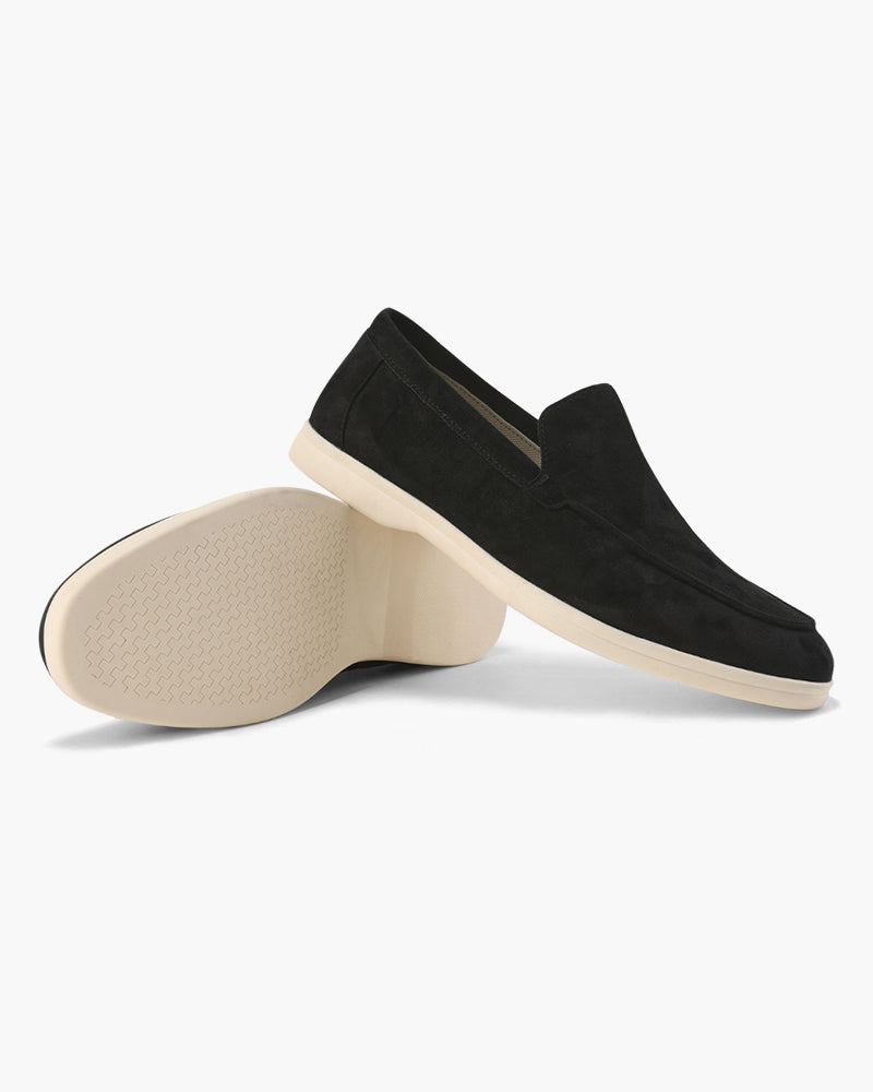 Kayden | All-Black Passendes Outfit mit Langer Ärmel Polohemd, hose & Wildleder-Loafer