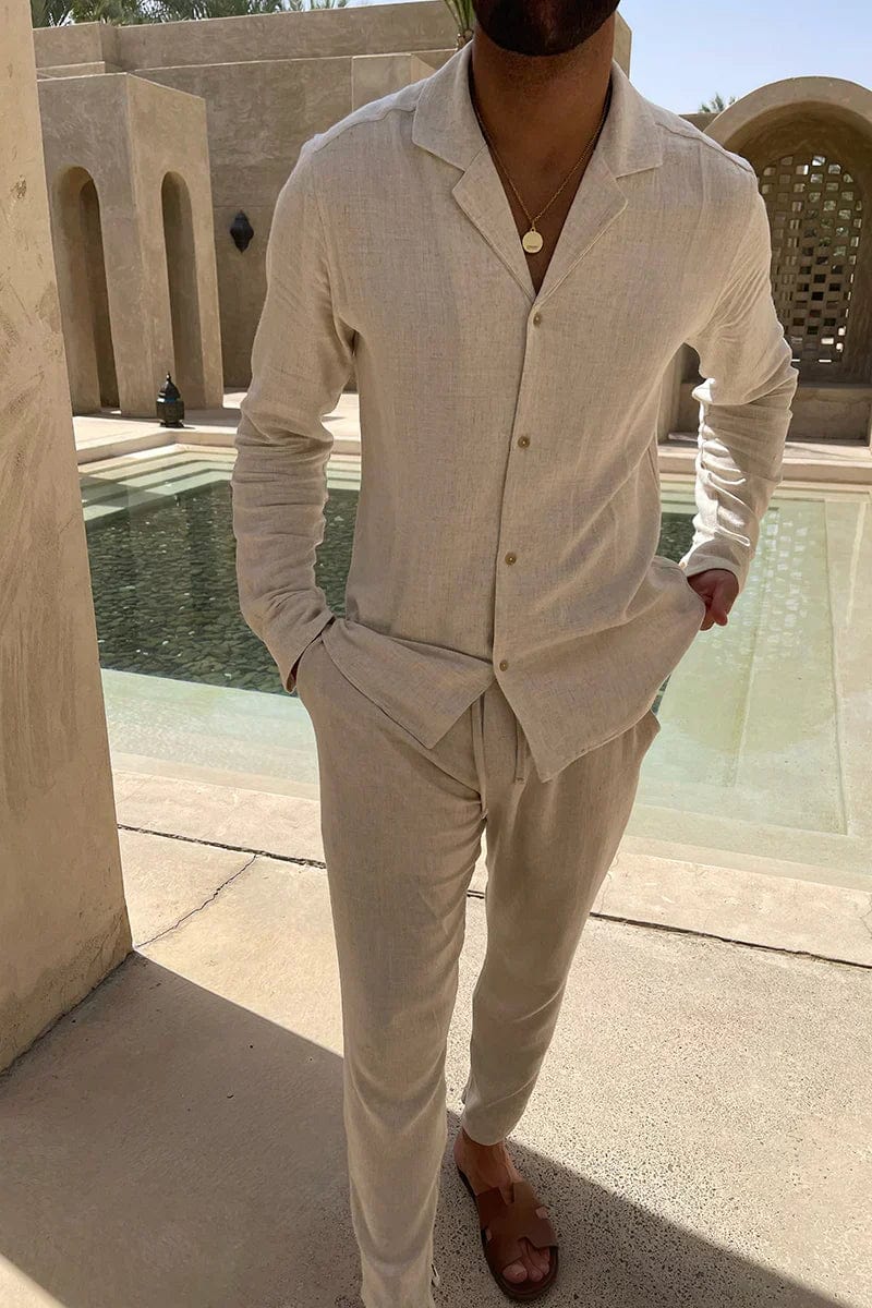 Herren Sommer-Set aus Leinen – Hemd & Hose im entspannten Resort-Stil