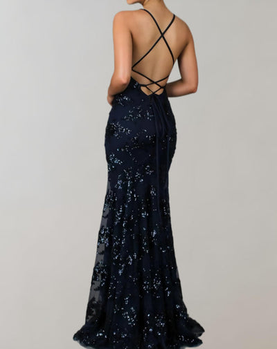 Aria - ärmelloses und rückenfreies kleid mit wunderschönen pailletten