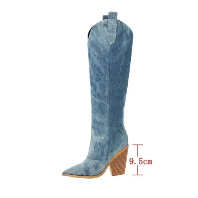 Sarah | Modische Blaue Overknee Stiefel