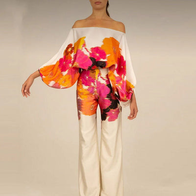 Irene – Elegantes, bedrucktes Off-Shoulder-Zweiteiler-Set
