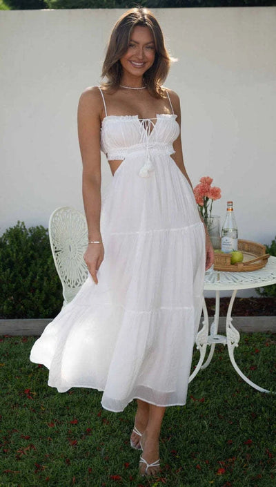 Damen Maxi Kleid Baumwolle Ärmellos Luftiger Schnitt Sommerstil