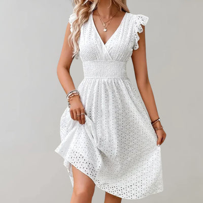 Eunice – Midikleid aus Baumwolle mit bestickten Ösen