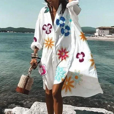 Damen Hemdblusenkleid aus Baumwolle mit Knöpfen und Taillenband – Sommerlook