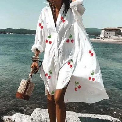 Damen Hemdblusenkleid aus Baumwolle mit Knöpfen und Taillenband – Sommerlook