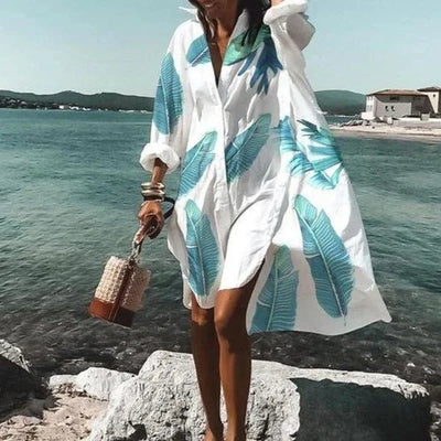 Damen Hemdblusenkleid aus Baumwolle mit Knöpfen und Taillenband – Sommerlook