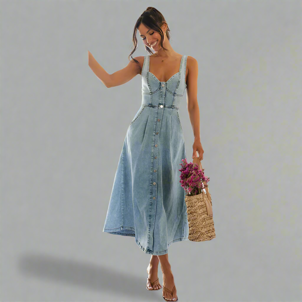 Dunja™ | Denim-Kleid Mit Knopfleiste Und Seitenschlitz